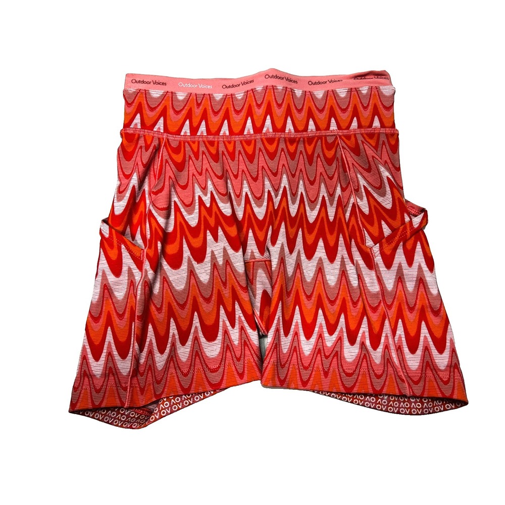 Outdoor Voices Activewear Bike Shorts Orange Wave Print Side Leg Pocketsโ SZ XXS